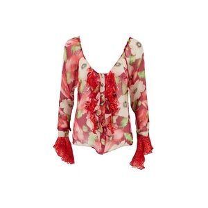 Blumarine S/S 2002 Floral Multicolour Silk Blouse Top